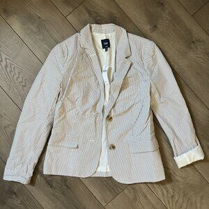 Gap Seersucker Gray and White Striped Blazer Size 2 New With Tags